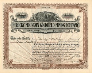 Rocky Mountain Goldfield Mining Co. - Stock Certificate